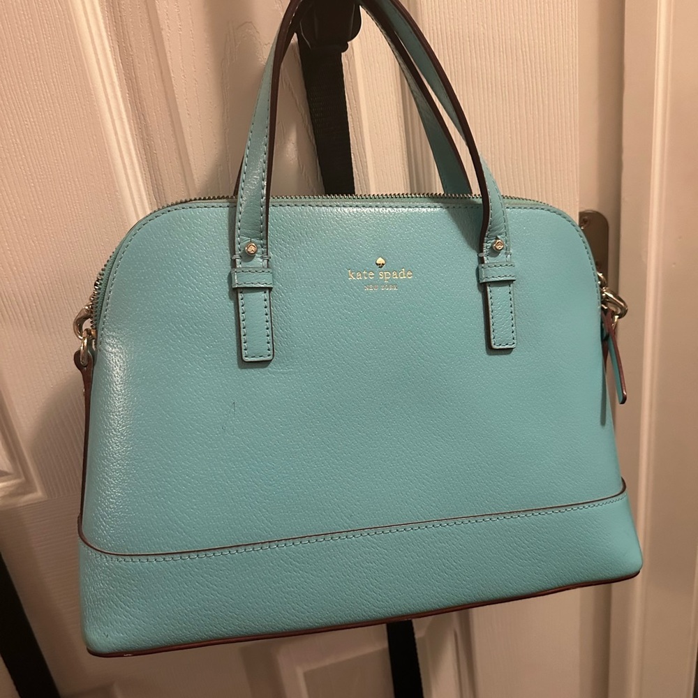 Kate Spade Blue Satchel with Gold Accents